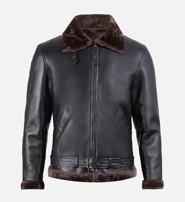 Women's Black Shearling Bomber Leather Jacket