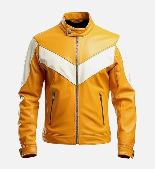 Men's Retro Style Mustard Cafe Racer Leather Jacket