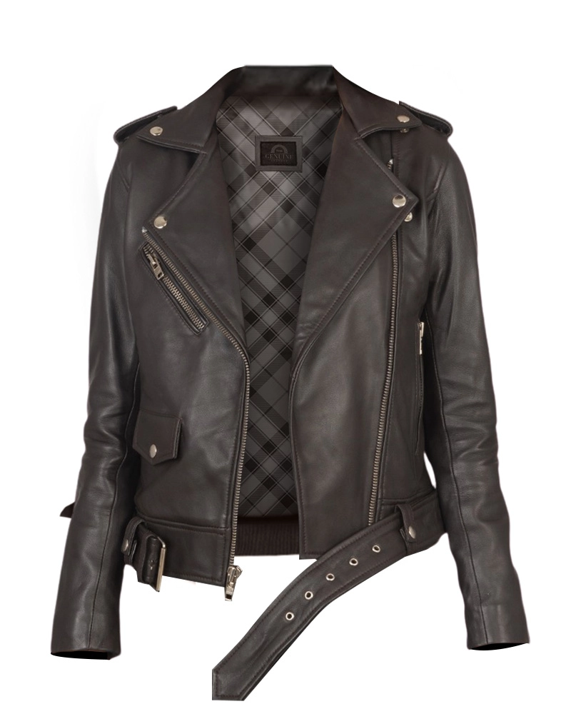 Women Alison Brown Biker Jacket