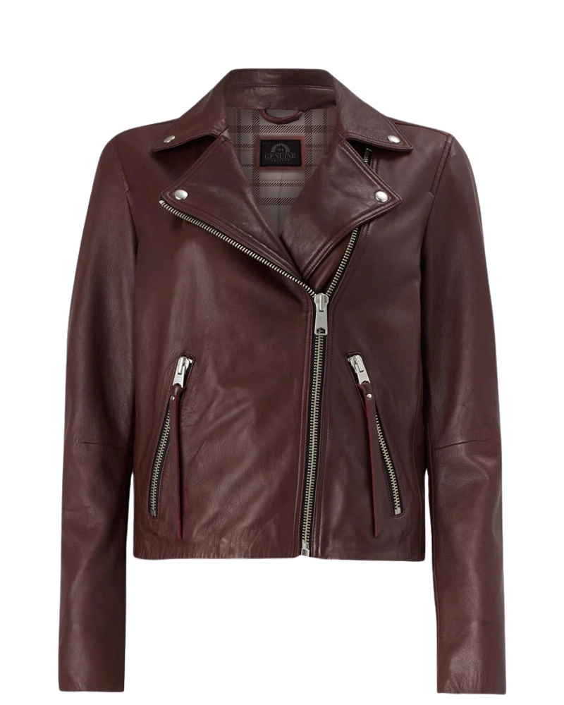 Women Brown Vintage Biker Jacket
