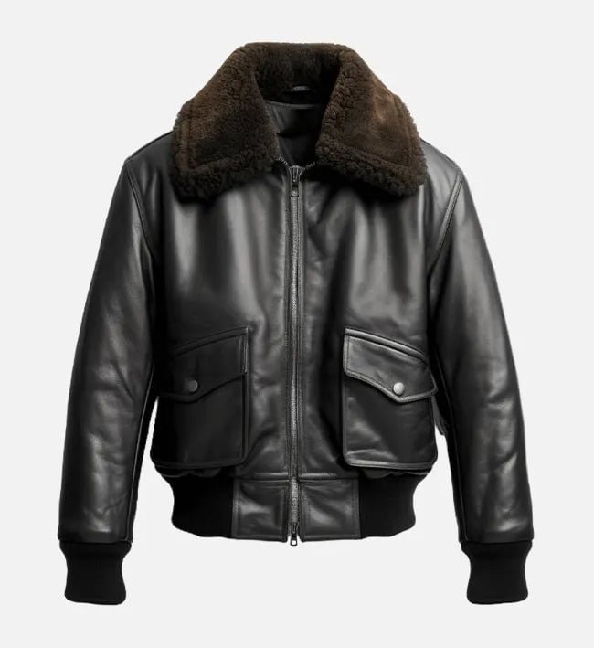 Women's Black Leather G1 Bomber Jacket